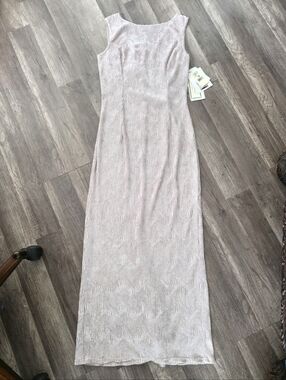 Nwt Vintage Scott Mcclintock Sleeveless Creme Wedding Velvet Luxury Maxi Dress